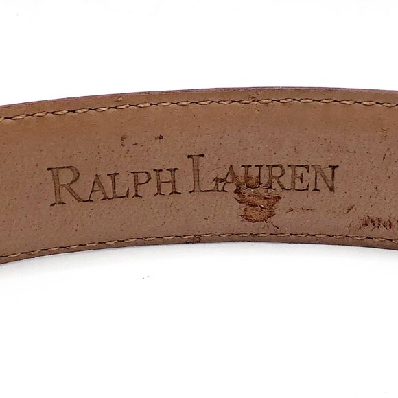 Ralph Lauren RL Crown 67 Brown Reptile Embossed Genuine Leather Belt Size M - Picture 6 of 14